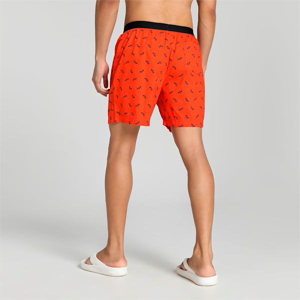 Men's All Over Print Woven Boxers, Cherry Tomato-Puma Black, extralarge-IND