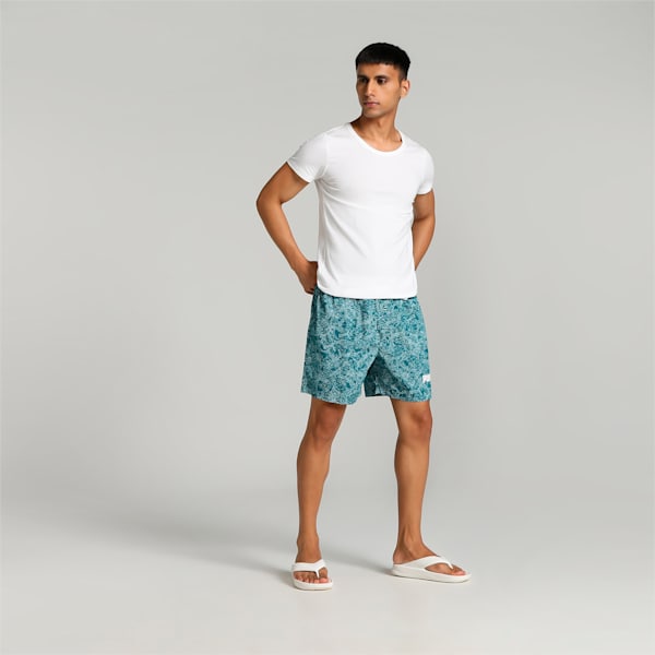 Men's All Over Print Woven Boxers, Blue Coral-Puma White, extralarge-IND