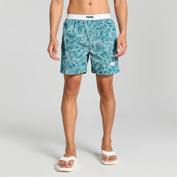 Men's All Over Print Woven Boxers, Blue Coral-Puma White, extralarge-IND