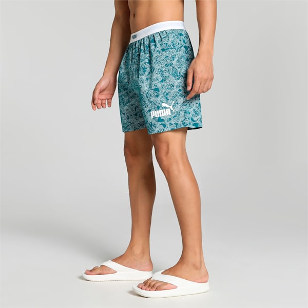 Men's All Over Print Woven Boxers, Blue Coral-Puma White, extralarge-IND