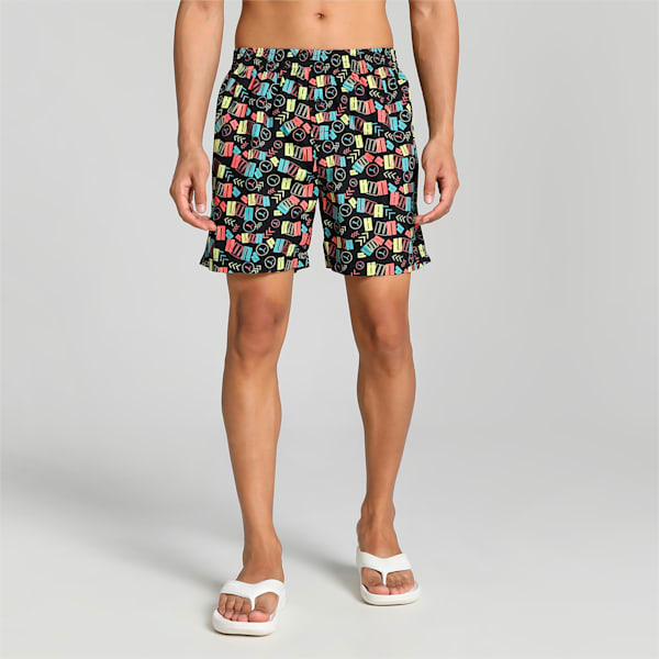 Men's All Over Print Woven Boxers, Puma Black-Sunny Lime-Porcelain-Georgia Peach, extralarge-IND