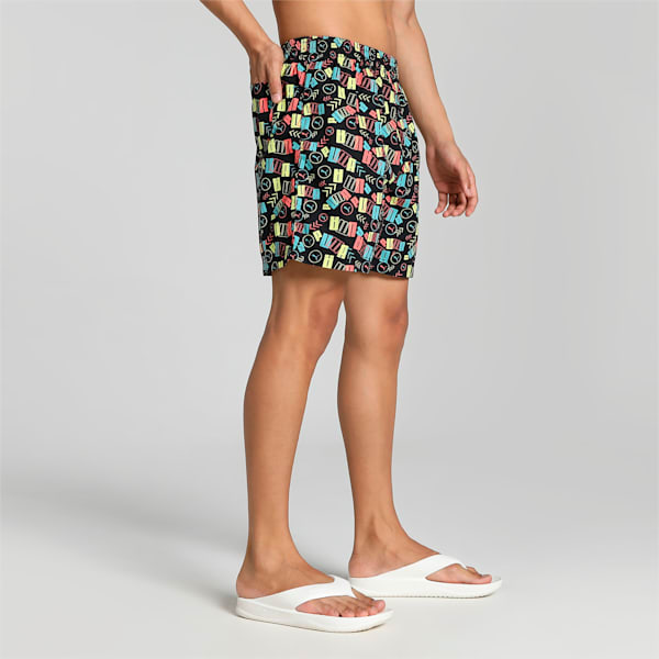 Men's All Over Print Woven Boxers, Puma Black-Sunny Lime-Porcelain-Georgia Peach, extralarge-IND