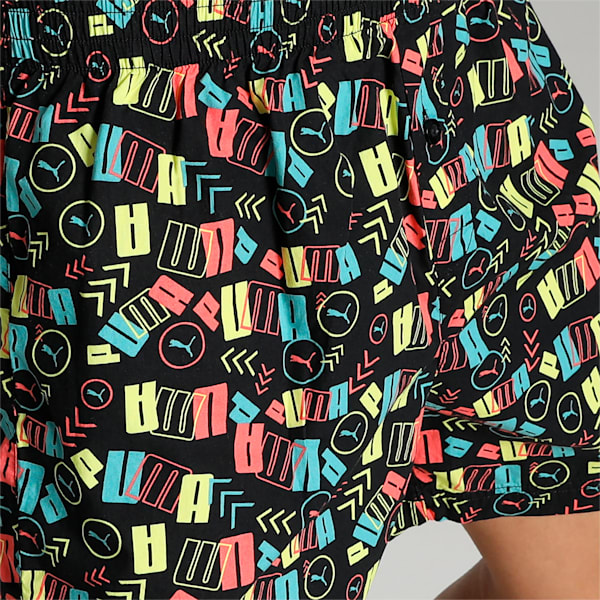 Men's All Over Print Woven Boxers, Puma Black-Sunny Lime-Porcelain-Georgia Peach, extralarge-IND