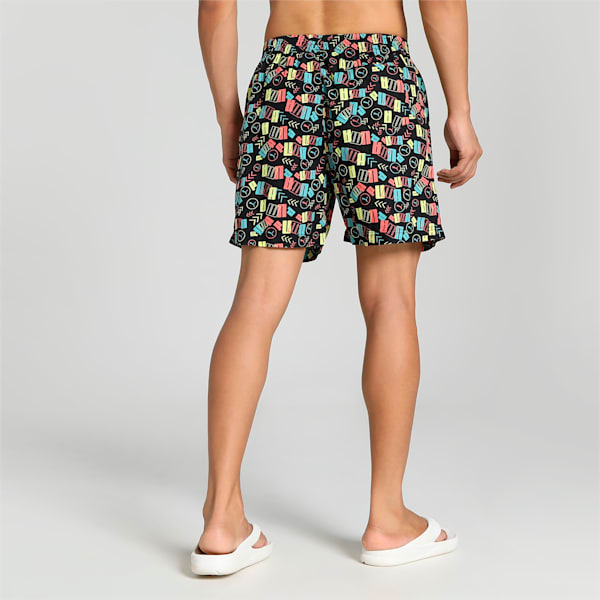 Men's All Over Print Woven Boxers, Puma Black-Sunny Lime-Porcelain-Georgia Peach, extralarge-IND