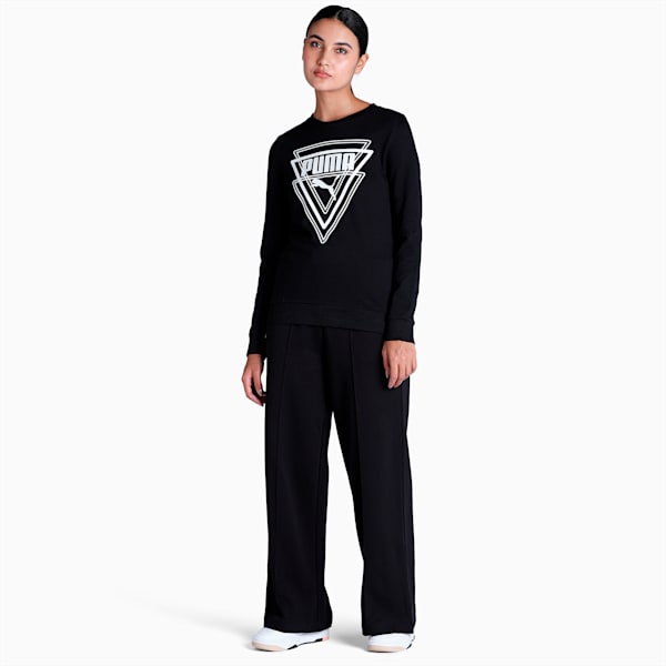 Graphic Women's Regular Fit Crew-Neck Sweatshirt, Puma Black, extralarge-IND