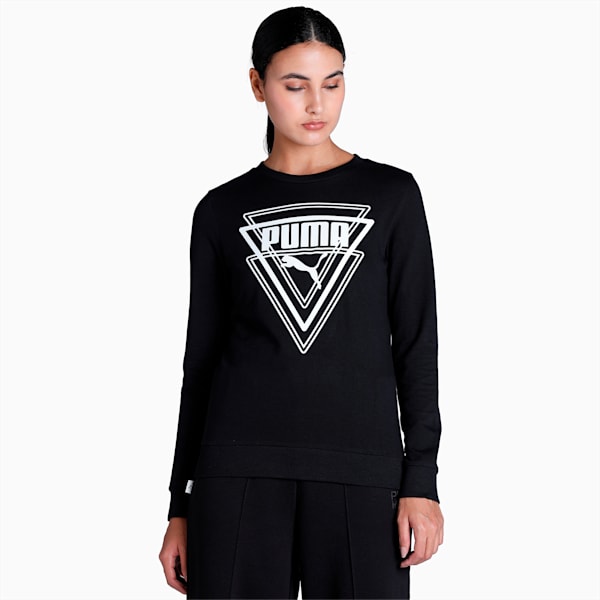 Graphic Women's Regular Fit Crew-Neck Sweatshirt, Puma Black, extralarge-IND