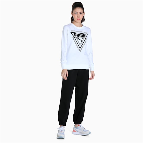 Graphic Women's Regular Fit Crew-Neck Sweatshirt, Puma White, extralarge-IND