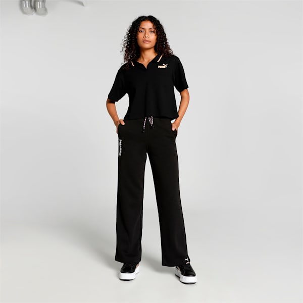 Cropped Relaxed Fit Women's Polo T-Shirt, PUMA Black, extralarge-IND