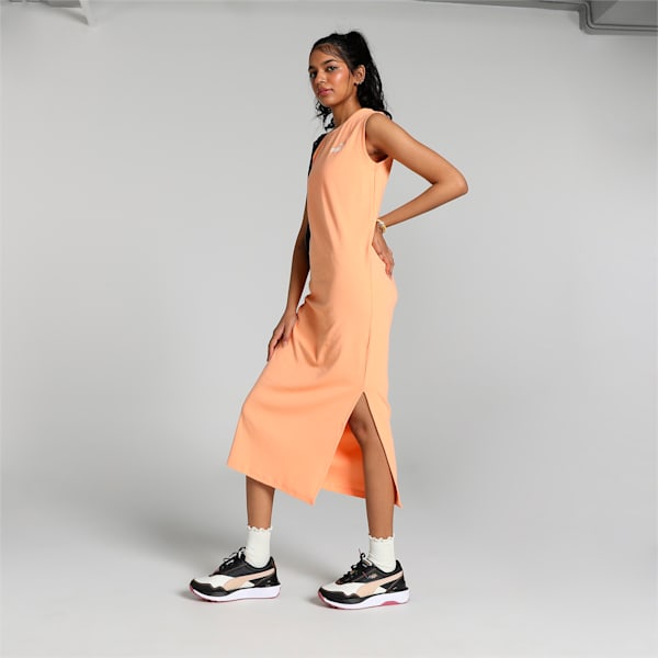 Women's Knitted Maxi Dress, Orange Peach, extralarge-IND