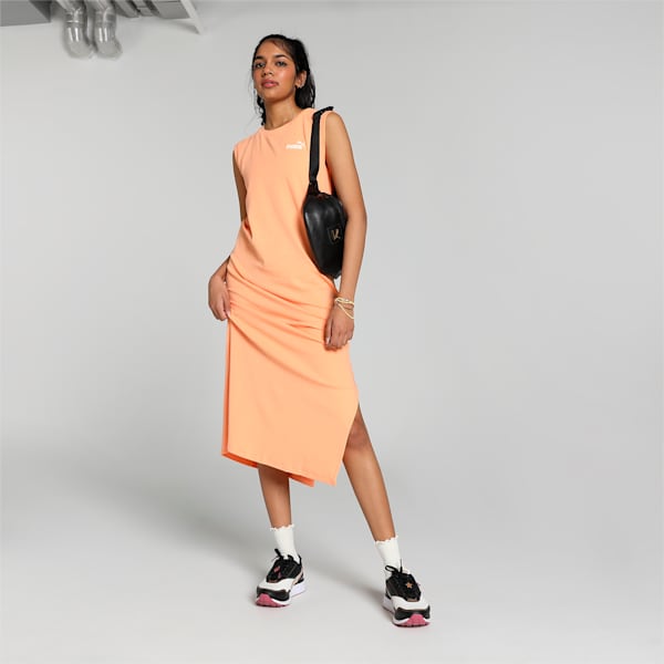 Women's Knitted Maxi Dress, Orange Peach, extralarge-IND