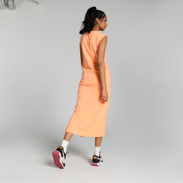 Women's Knitted Maxi Dress, Orange Peach, extralarge-IND