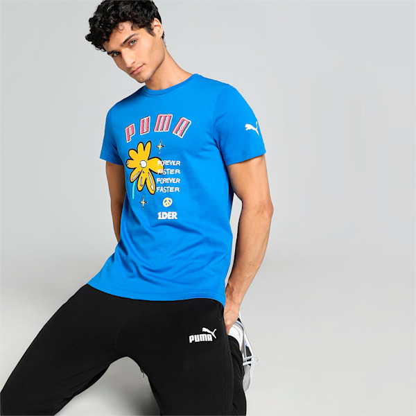 PUMAx1DER Graphic Men's Slim Fit T-Shirt, Victoria Blue, extralarge-IND