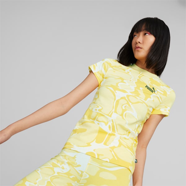 Camiseta estampada Summer Splash para mujer, Light Straw, extralarge