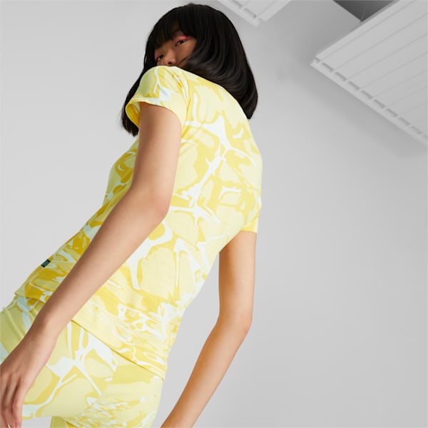 Camiseta estampada Summer Splash para mujer, Light Straw, extralarge