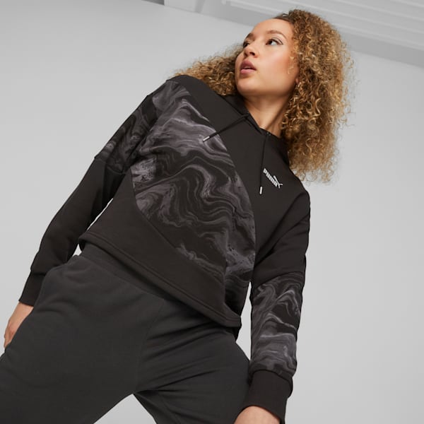 Sudadera con capucha para mujer PUMA POWER Marbleised, PUMA Black, extralarge