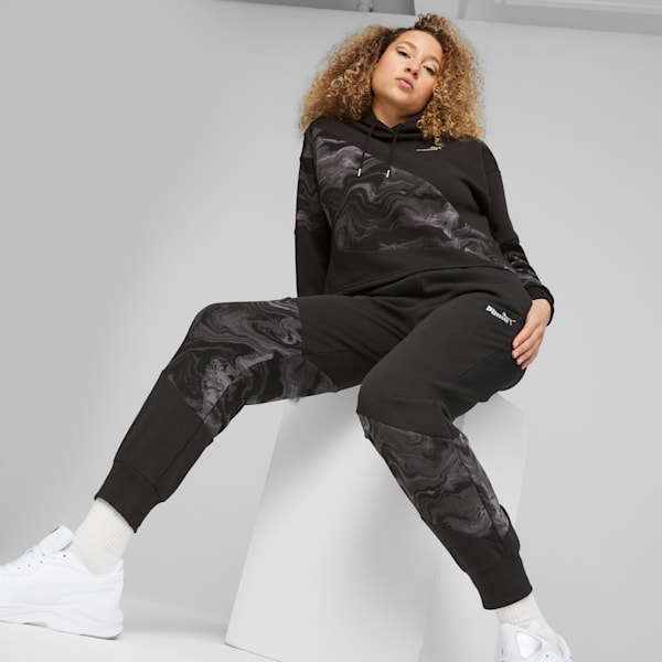 Sudadera con capucha para mujer PUMA POWER Marbleised, PUMA Black, extralarge