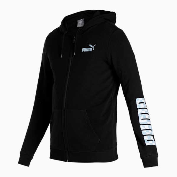 PUMA Knitted Slim Fit Jacket Gingham Logo Men's Slim Fit Jacket, Puma Black, extralarge-IND