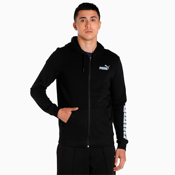 PUMA Knitted Slim Fit Jacket Gingham Logo Men's Slim Fit Jacket, Puma Black, extralarge-IND