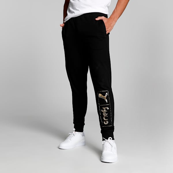 PUMA x one8 Gold Foil Men's Slim Fit Pants, PUMA Black, extralarge-IND