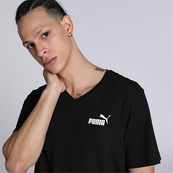 Men's V-Neck Regular Fit T-Shirt, Puma Black, extralarge-IND