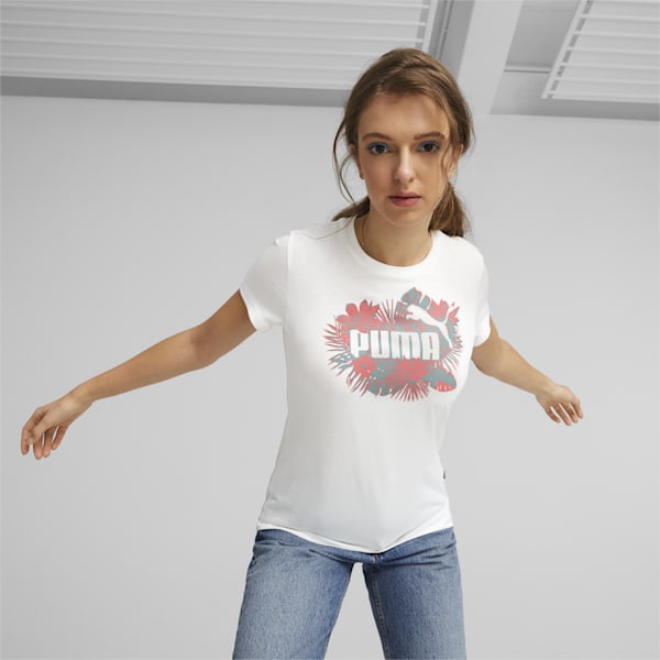 FLOWER POWER Regular Fit Womens T-Shirt, PUMA White, extralarge-IND