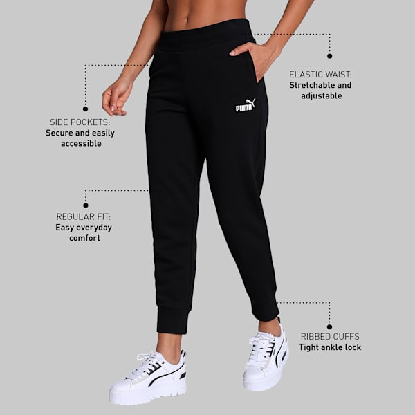 Women's Regular Fit Sweat Pants, Puma Black, extralarge-IND