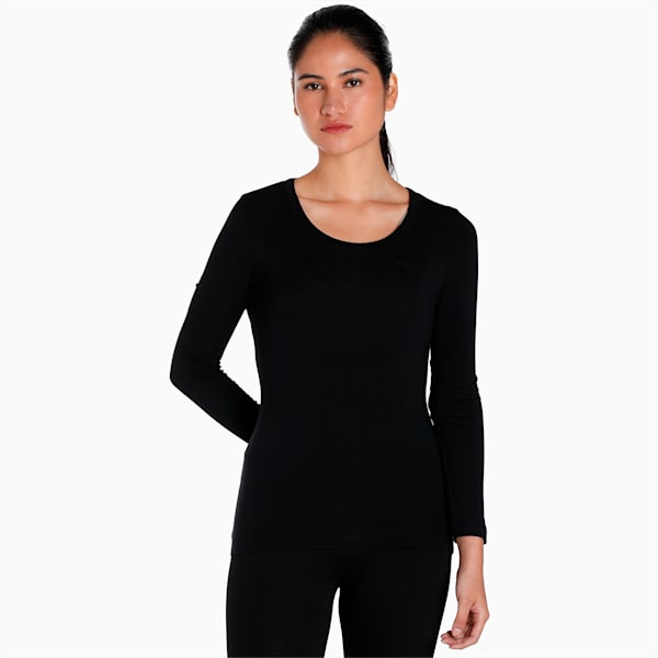 Women's Long Sleeve Thermal T-Shirt with dryCELL Technology, Puma Black, extralarge-IND