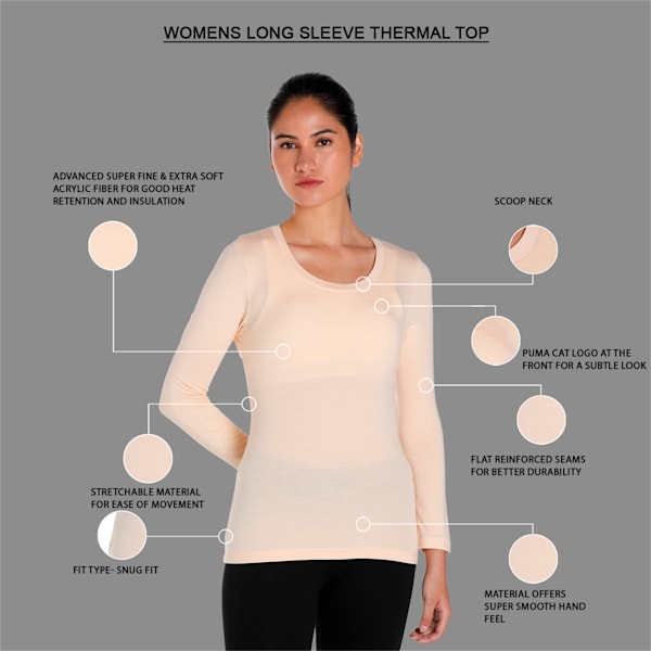 Women's Long Sleeve Thermal T-Shirt with dryCELL Technology, Pristine-Nude- 12-0911 tcx, extralarge-IND