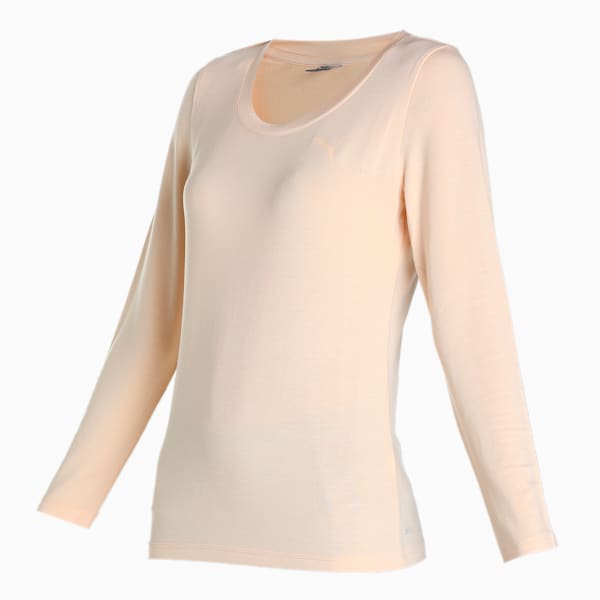 Women's Long Sleeve Thermal T-Shirt with dryCELL Technology, Pristine-Nude- 12-0911 tcx, extralarge-IND