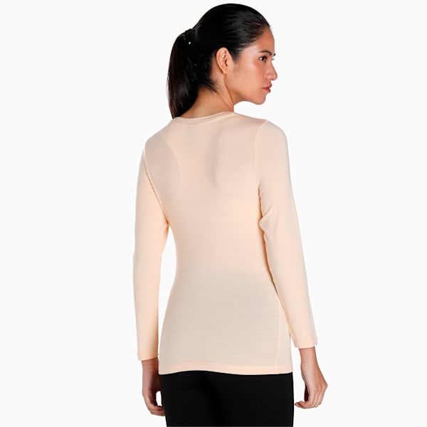 Women's Long Sleeve Thermal T-Shirt with dryCELL Technology, Pristine-Nude- 12-0911 tcx, extralarge-IND