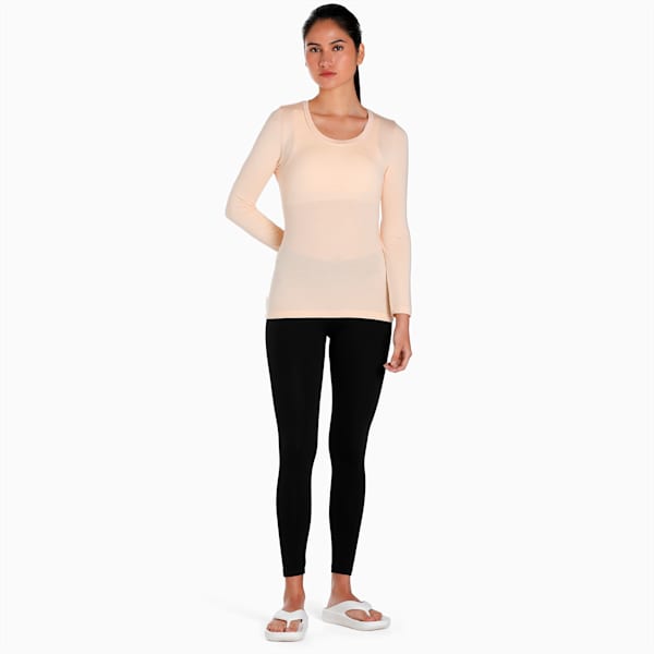 Women's Long Sleeve Thermal T-Shirt with dryCELL Technology, Pristine-Nude- 12-0911 tcx, extralarge-IND