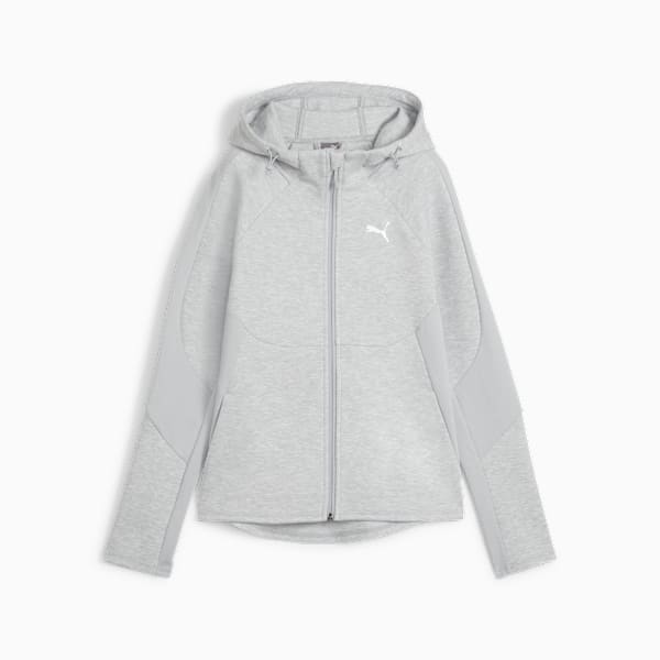 EVOSTRIPE Women's Full-Zip Hoodie, Light Gray Heather, extralarge-GBR