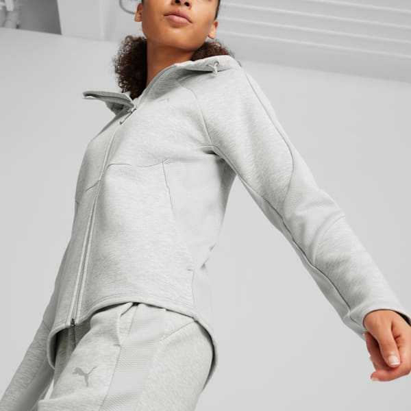 EVOSTRIPE Women's Full-Zip Hoodie, Light Gray Heather, extralarge-GBR