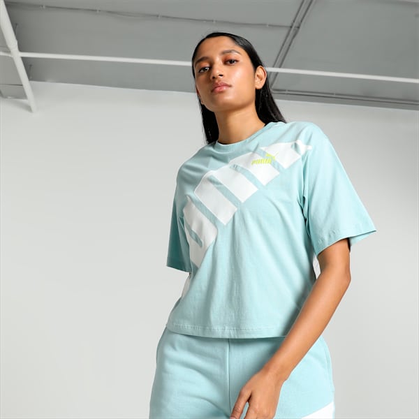 POWER Women's Cropped T-shirt, Turquoise Surf, extralarge-IND