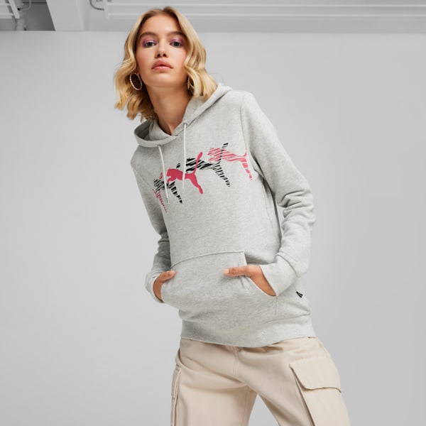 Chandail à capuche ESS+ LOGO LAB Femme, Light Gray Heather, extralarge