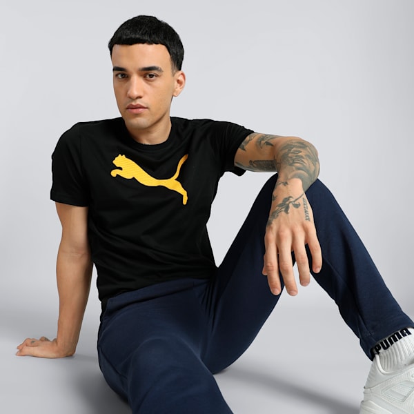 Men's Graphic Logo Slim Fit T-shirt, PUMA Black, extralarge-IND