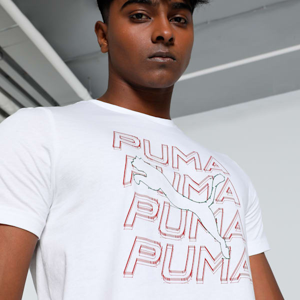 Men's Cat Graphic Slim Fit T-shirt, PUMA White, extralarge-IND