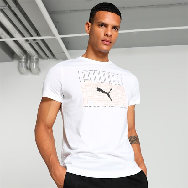 Stylized Graphic Men's Slim Fit T-shirt, PUMA White, extralarge-IND