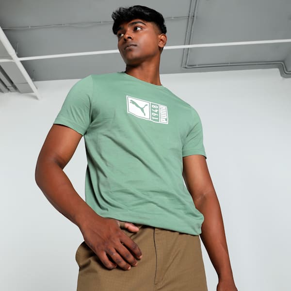 Men's Logo Graphic Slim Fit T-shirt, Dusty Green, extralarge-IND