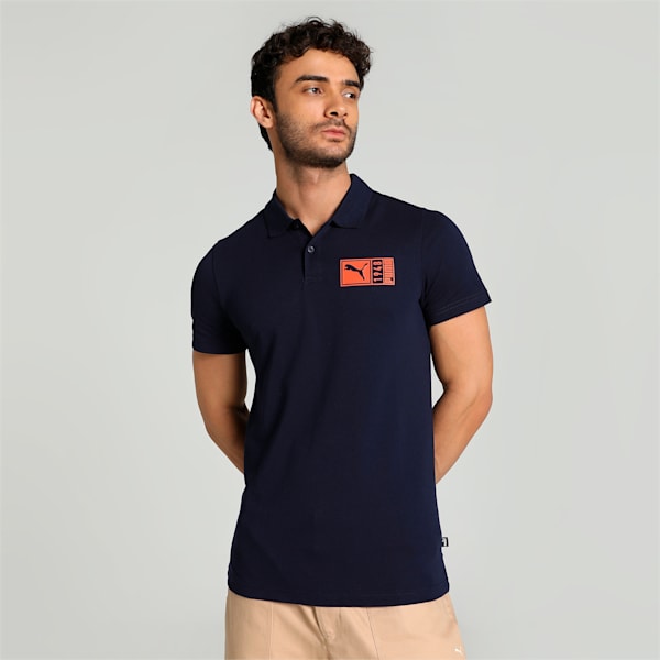 Stylized Graphic Men's Slim Fit Polo, PUMA Navy, extralarge-IND