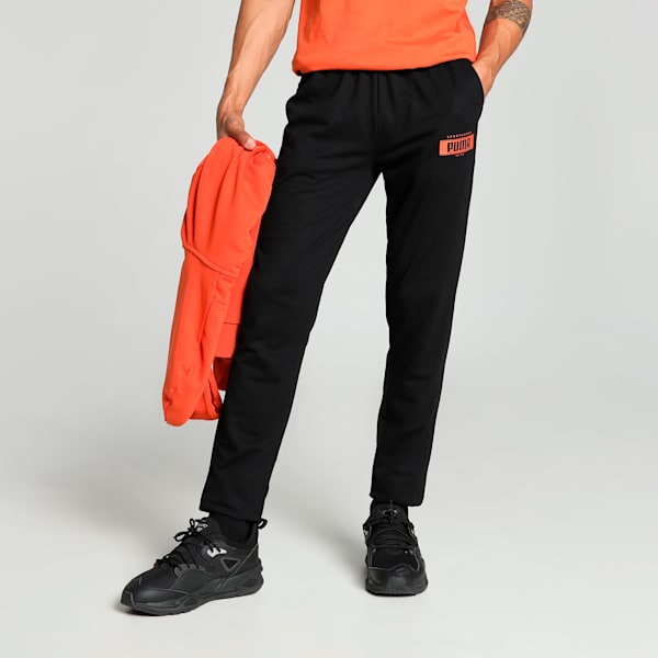 Men's Varsity Graphic Slim Fit Pants, PUMA Black, extralarge-IND