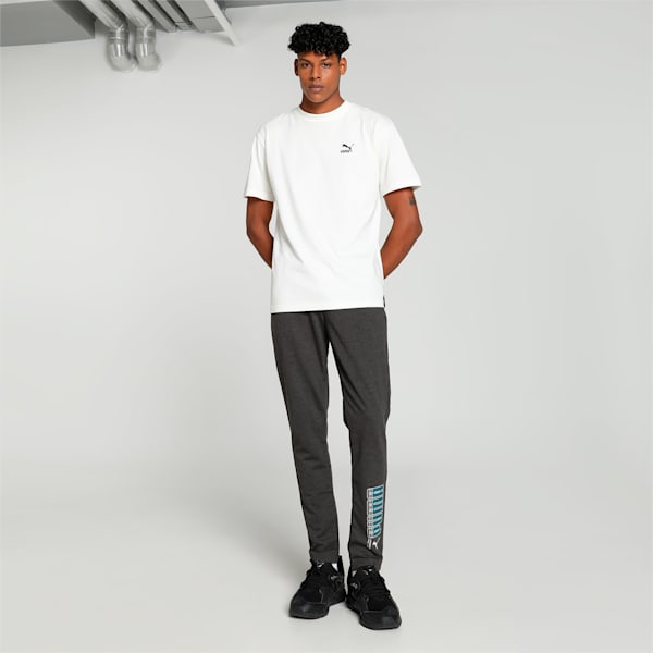 Graphic Logo Men's Slim Fit Pants, Dark Gray Heather, extralarge-IND