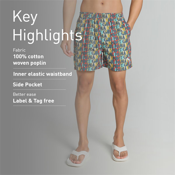 Men's Printed Woven Boxers with Side Pocket-Pack of 1, Dark Slate, extralarge-IND