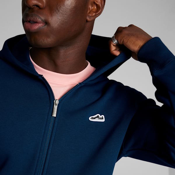 Suede Logo Men's Zip Up, Persian Blue, extralarge