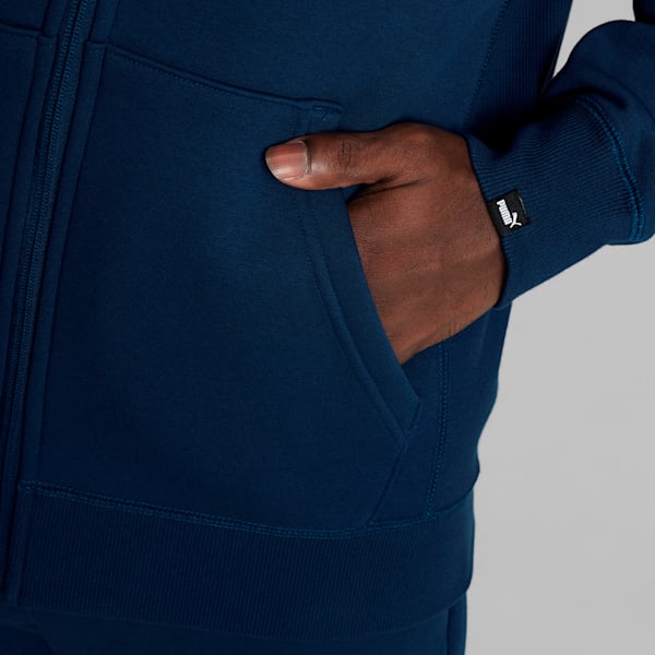 Suede Logo Men's Zip Up, Persian Blue, extralarge