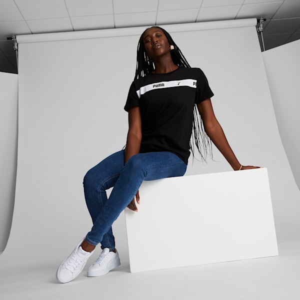 PUMA Line Up Script Women's Tee, PUMA Black, extralarge