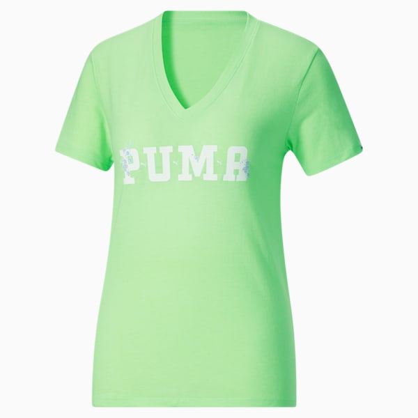 PUMA Varsity Bloom Women's Tee, Spring Fern Heather, extralarge