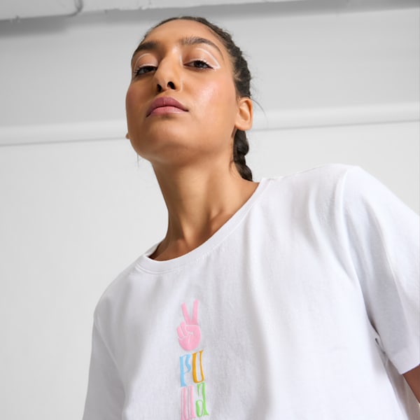 Stacked A-OK Women's Tee , PUMA White, extralarge