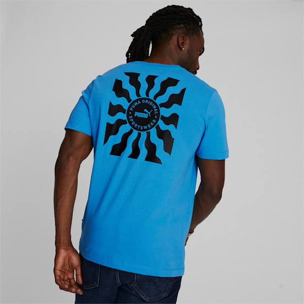 Sun Ray Circle Men's Tee, Bleu Azur, extralarge