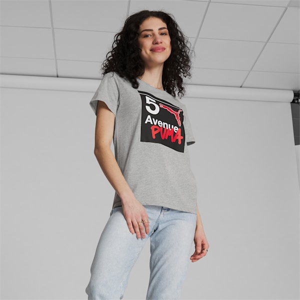 PUMA NYC 5th Ave Subway Women's Tee , Light Gray Heather, extralarge